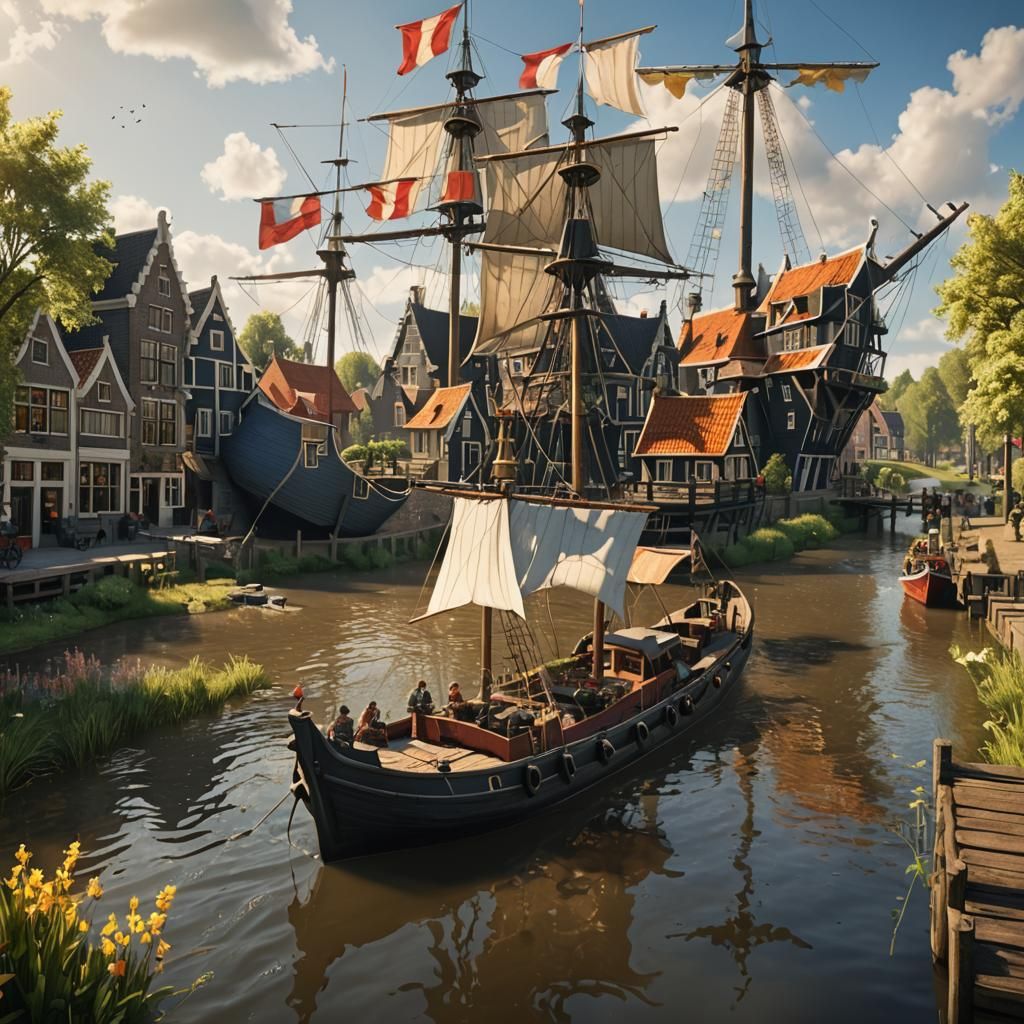 Sunny Riverside in the Netherlands: Fantasy Concept Art