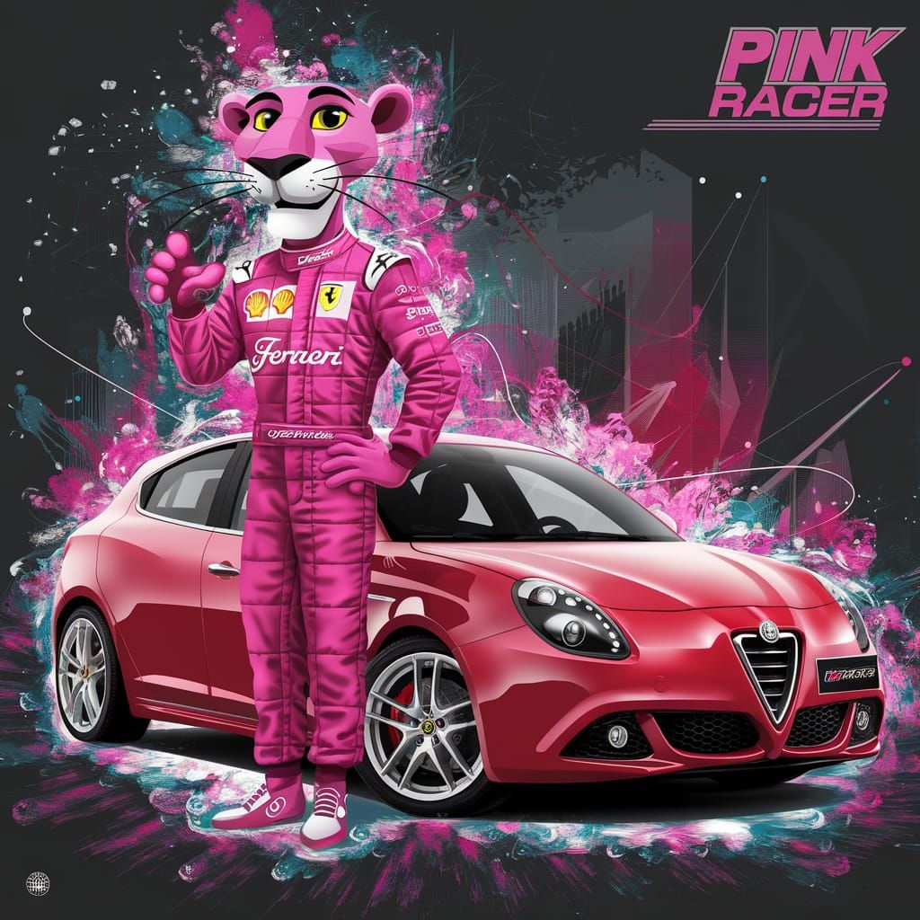 Pink Panther as Formula 1 Racer
