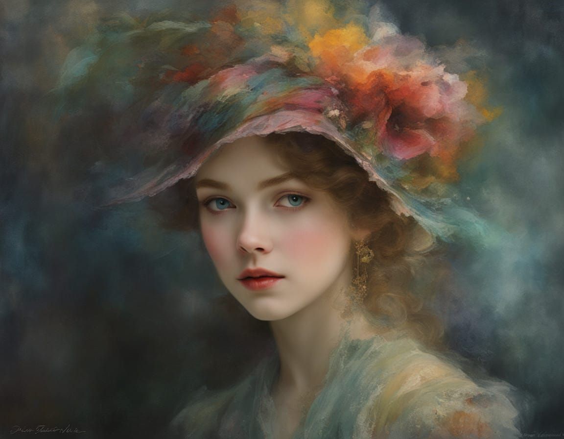 Ethereal Portrait in Impasto Chalk Style