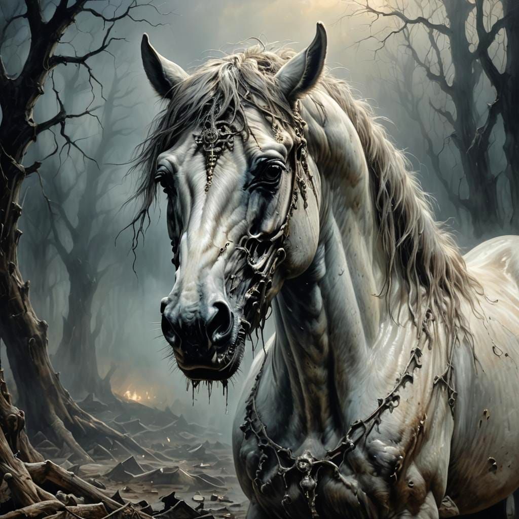 Eerie Victorian Gothic Horse Nightmare