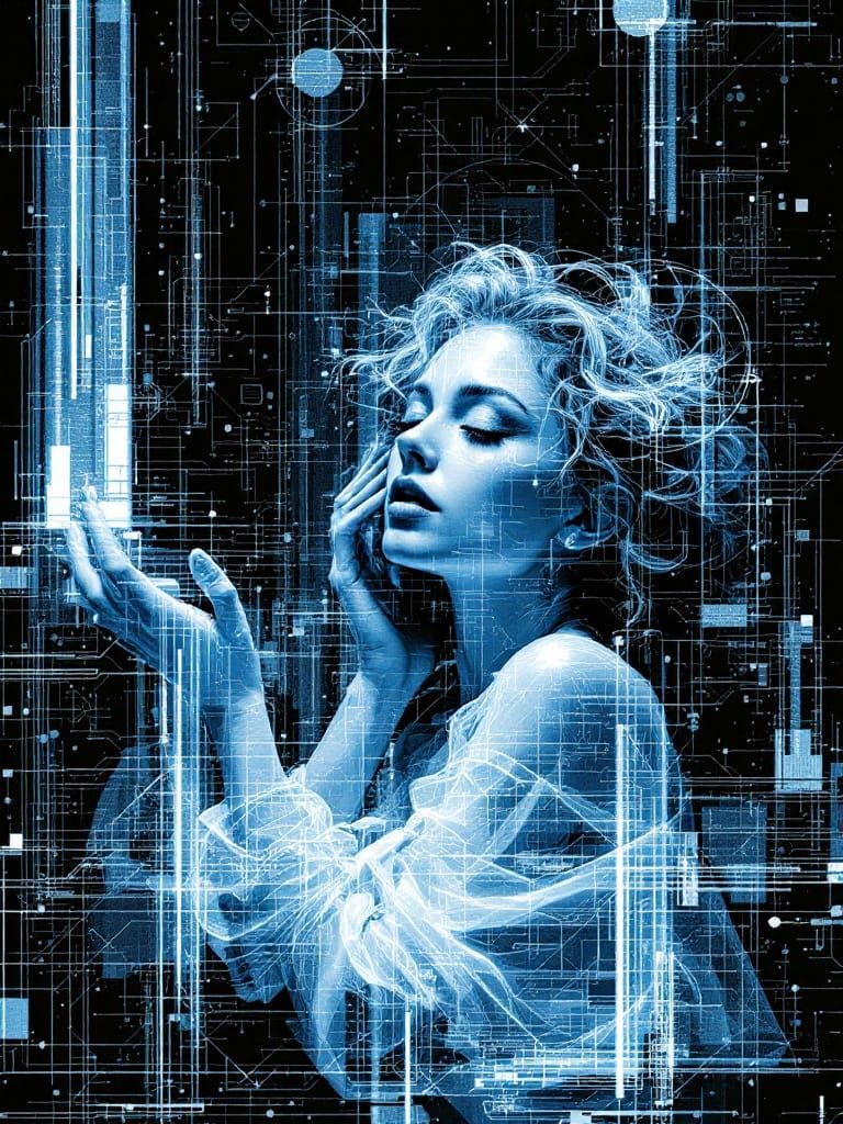 Moonlit Figures in Industrial Renaissance Elegance