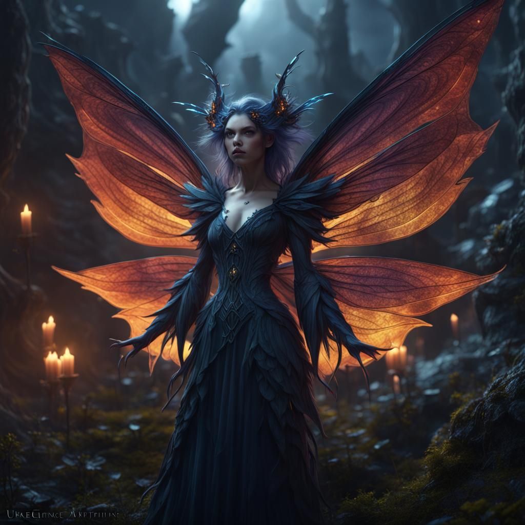 Dark Fairy in Detailed Matte Painting