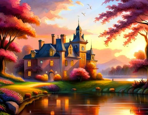 Idyllic scene at twilight...