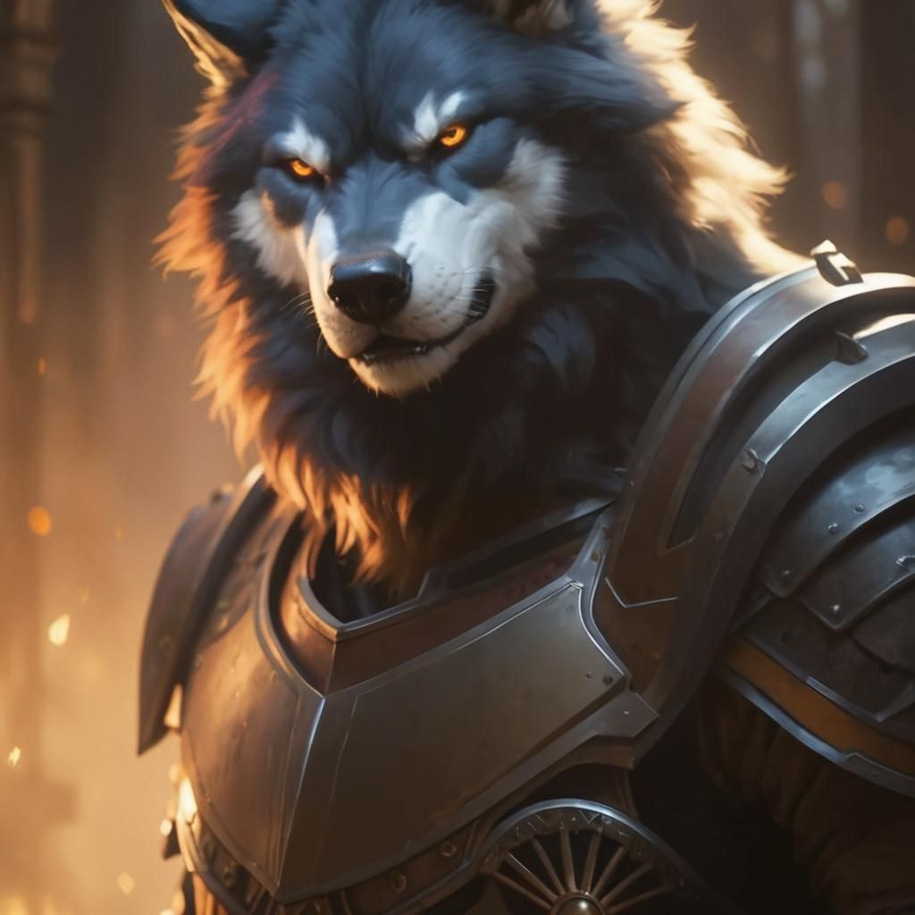 Werewolf Knight Portrait in Hyperdetailed Digital Art