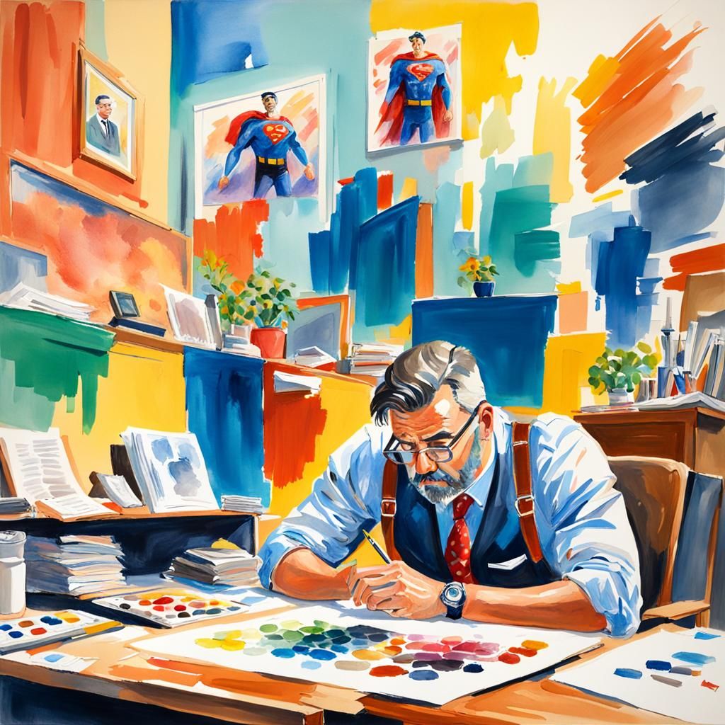 Superhero Daydreams in Gouache Style