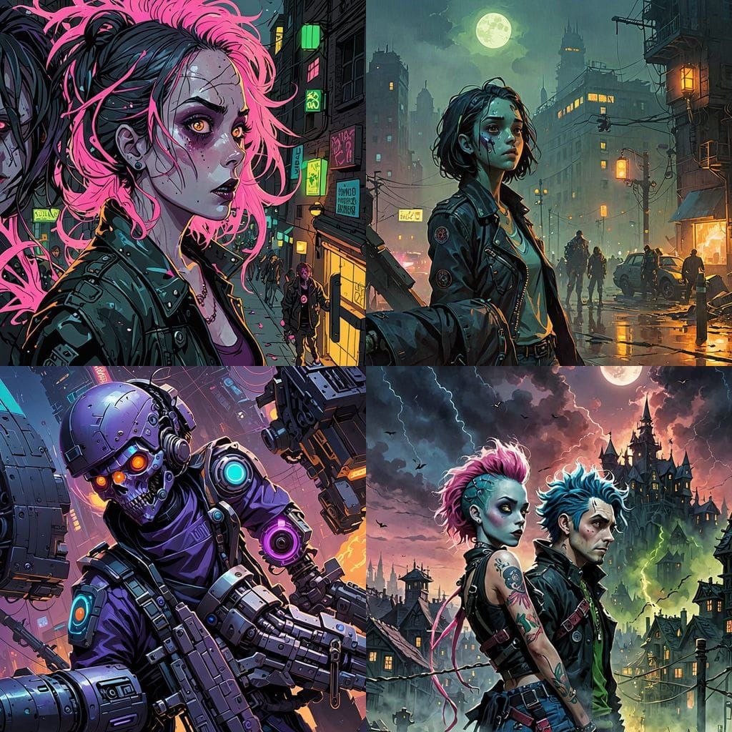 Neon Punk Apocalypse in Smoky Chaos