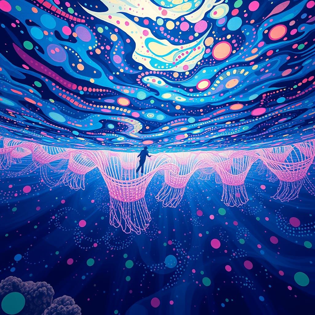 Underwater Wonderland in Pointillist Style