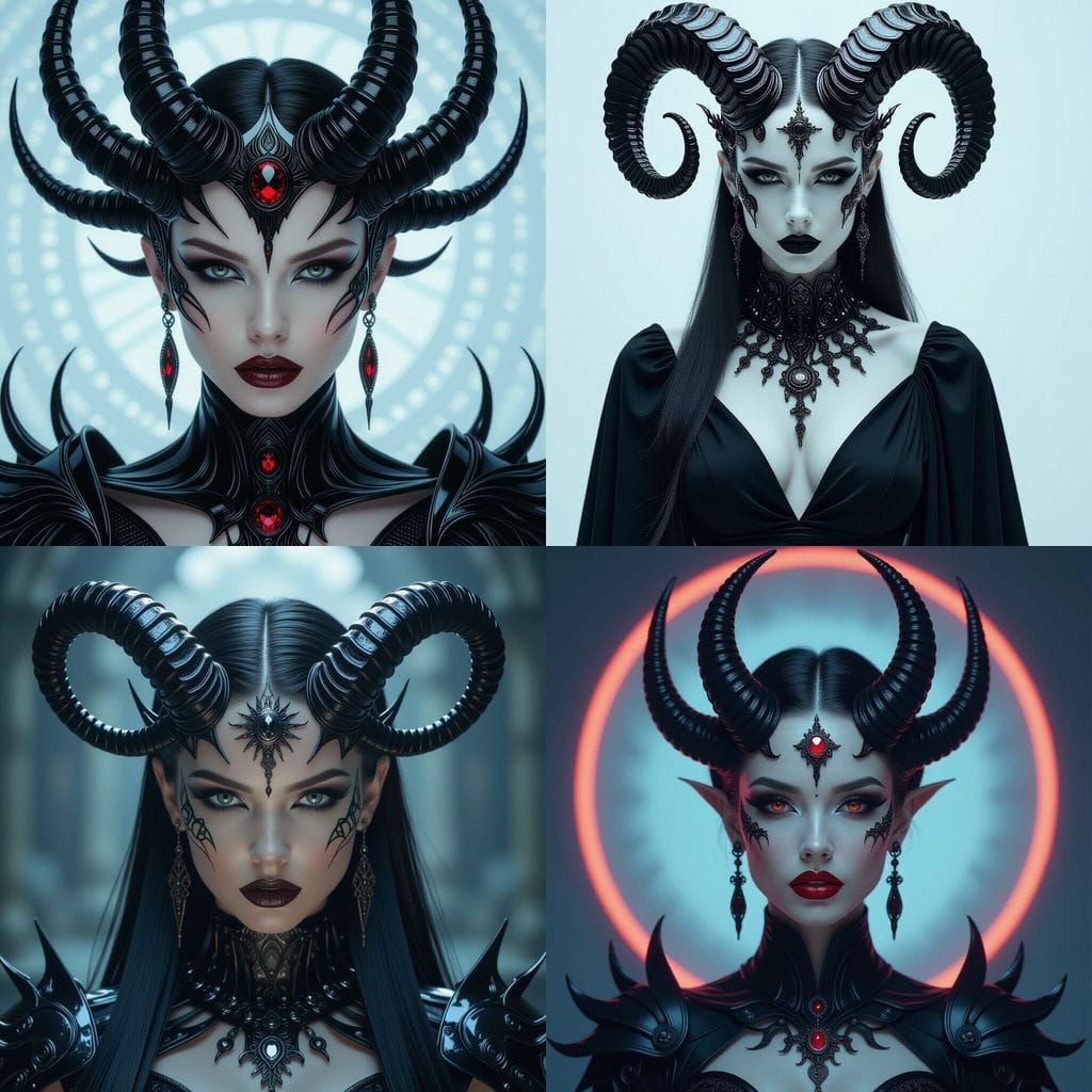 Chrome Queen Portrait with Occult Runes