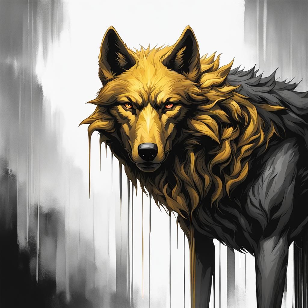 Golden Wolf in Sinister Lighting