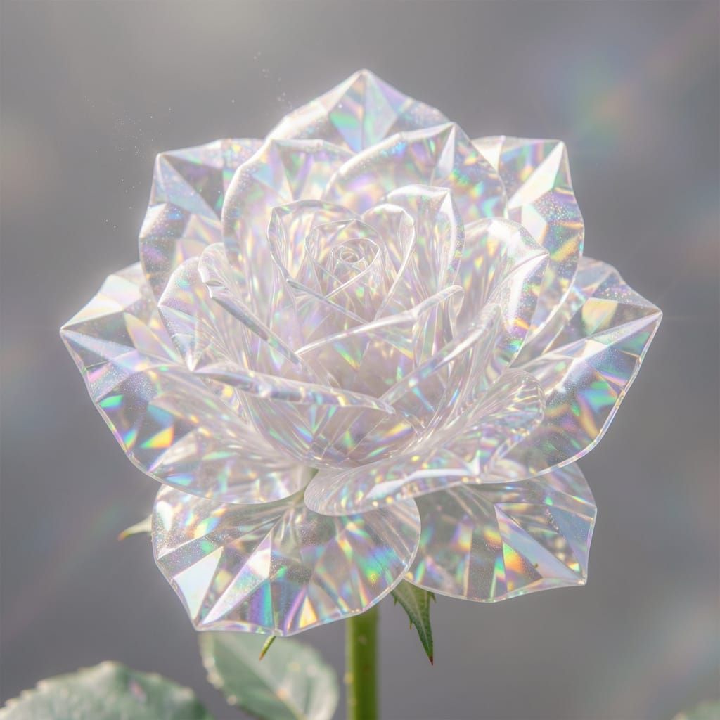 Prismatic Crystal Rose with Iridescent Sheen