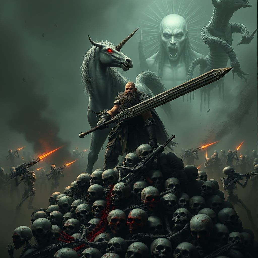 Epic Battle Scene in Gustave Doré Style