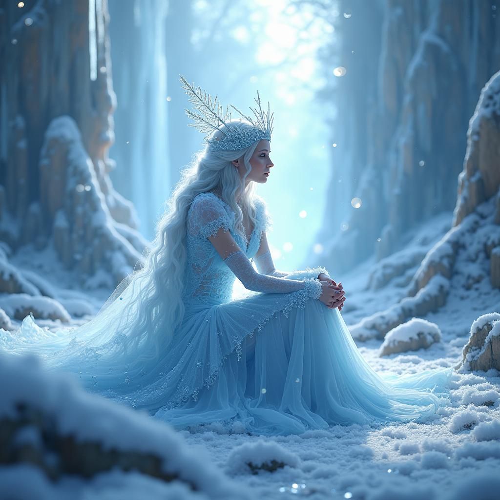 Ice Queen in Crystalline Realm: Fantasy Concept Art