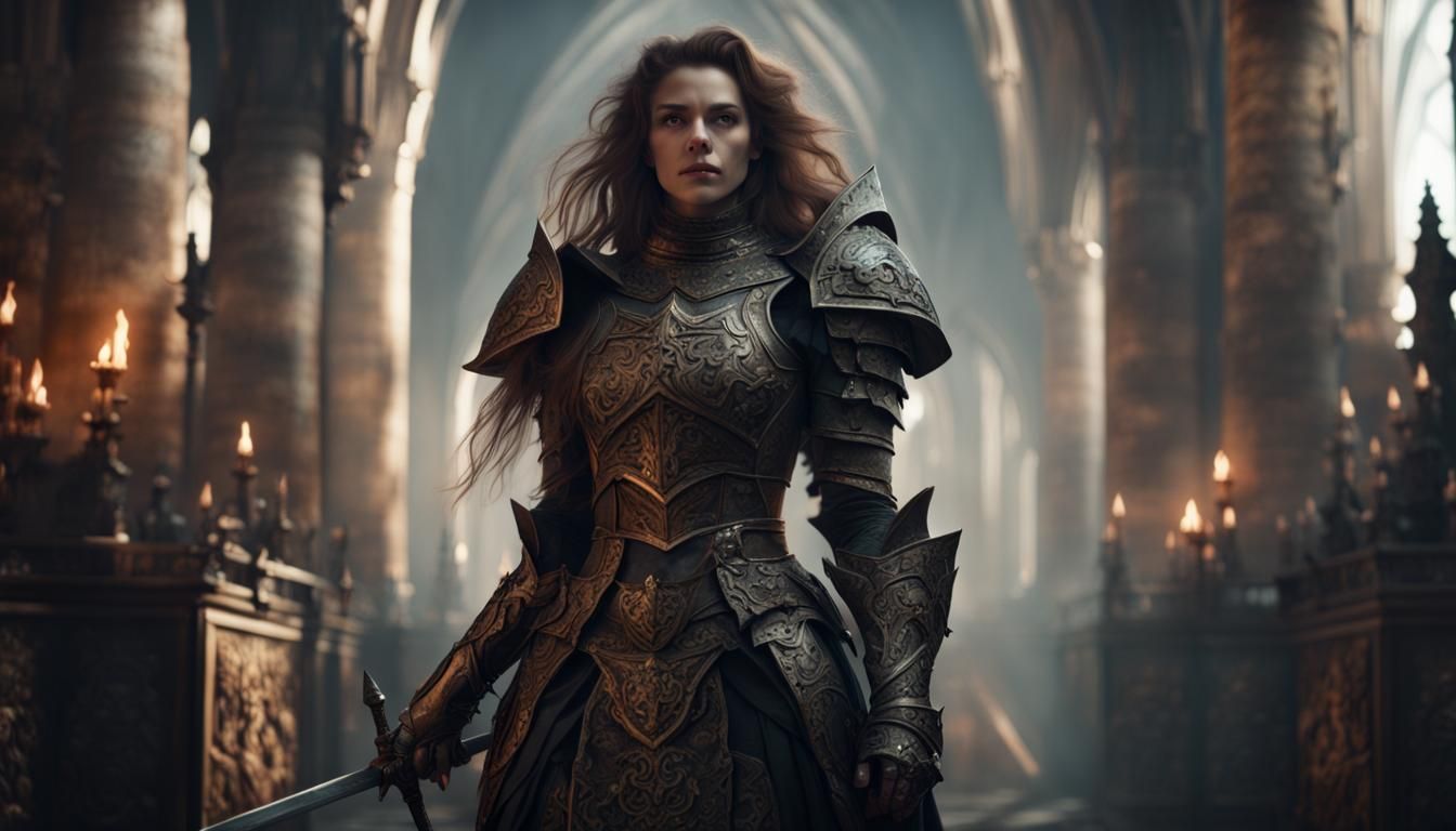 Dark Medieval Knight Empress in Digital Matte Painting