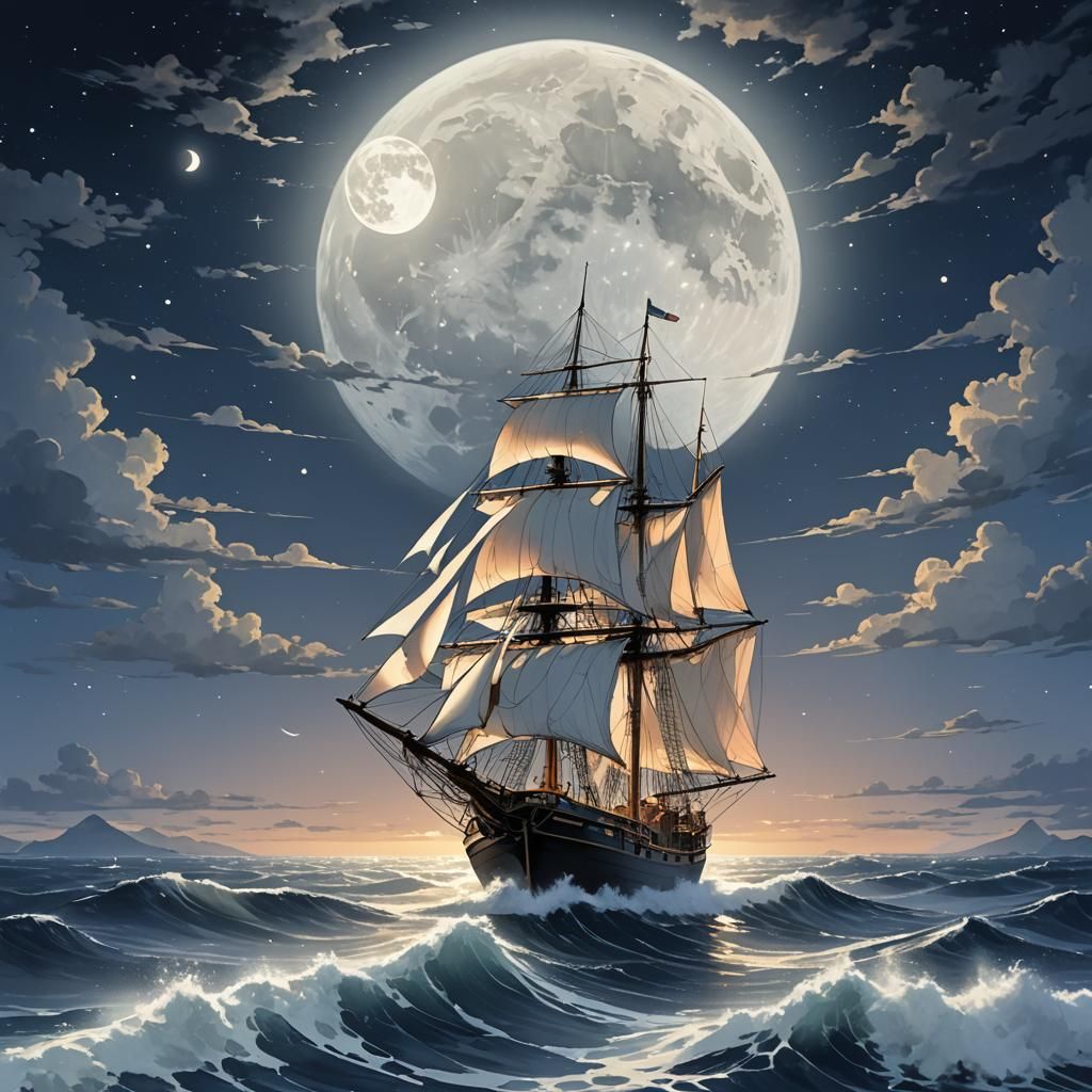 Sailboat in Moonlight: Anime Key Visual