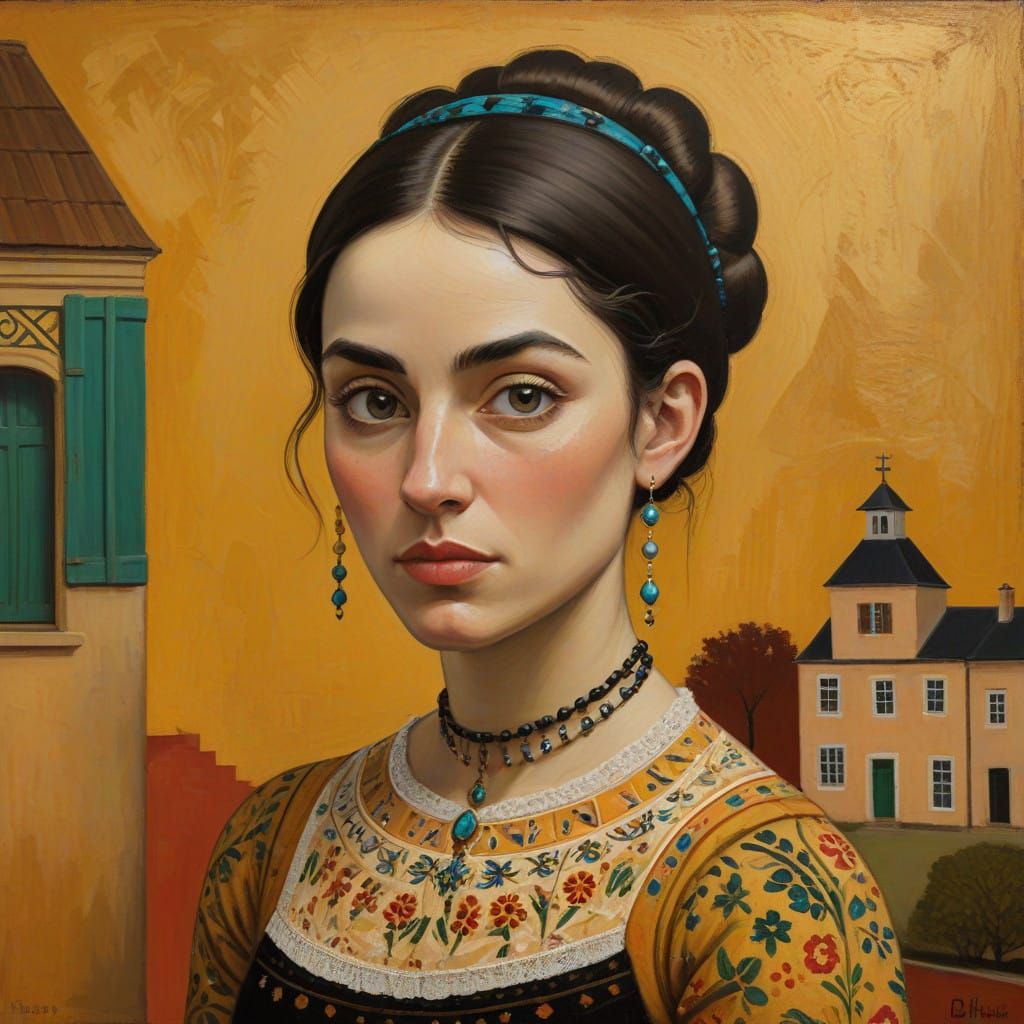 Woman in Folk-Art Aesthetic