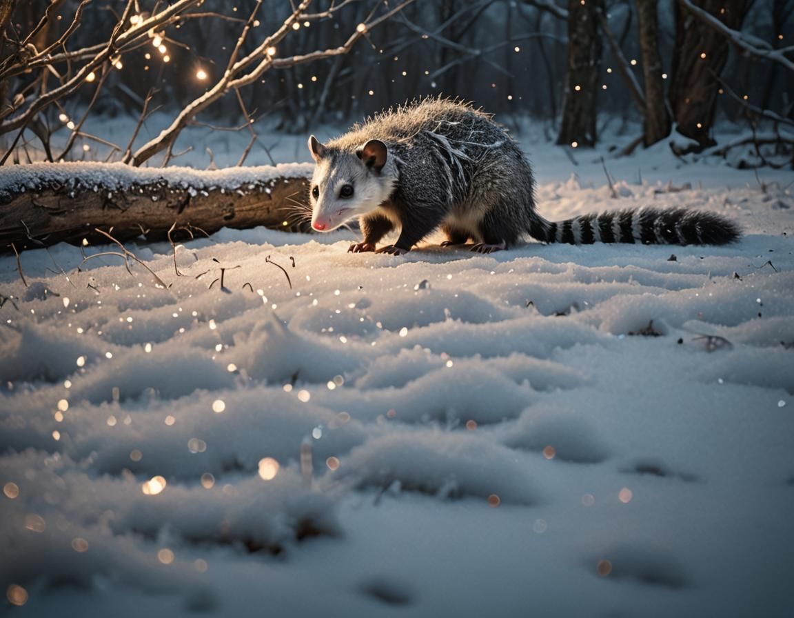 Opossum Reaching for a Star: Photorealistic Wildlife