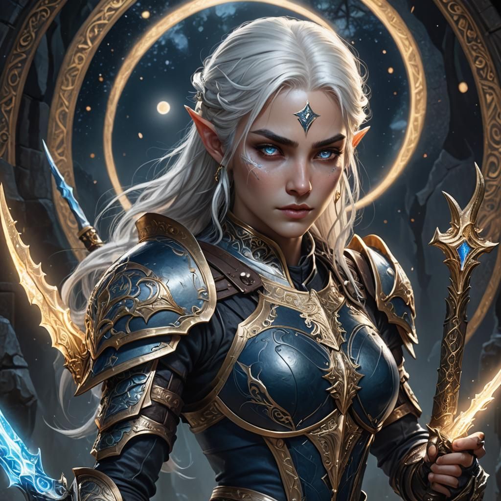 Moon Elf Sharpening Magic Dagger: Fantasy Concept Art