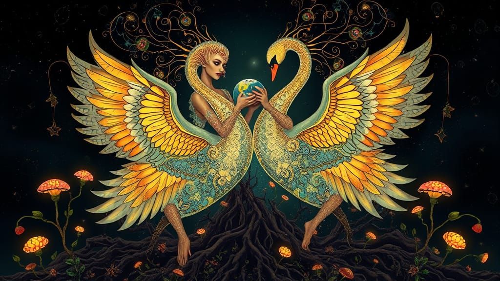 Ethereal Guardians of the Earth in a Whimsical Floral Aesthe...