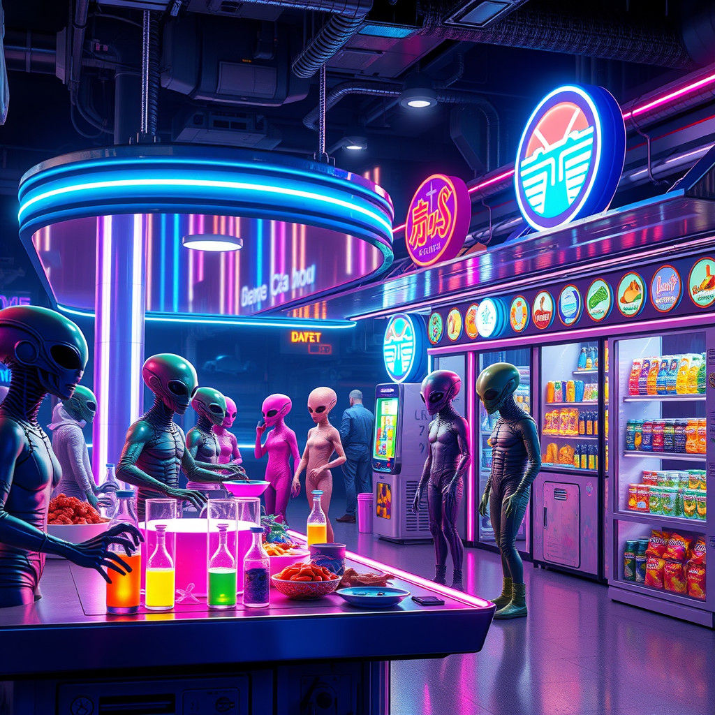 Retro-Futuristic Gas Station for Extraterrestrials in Anime ...