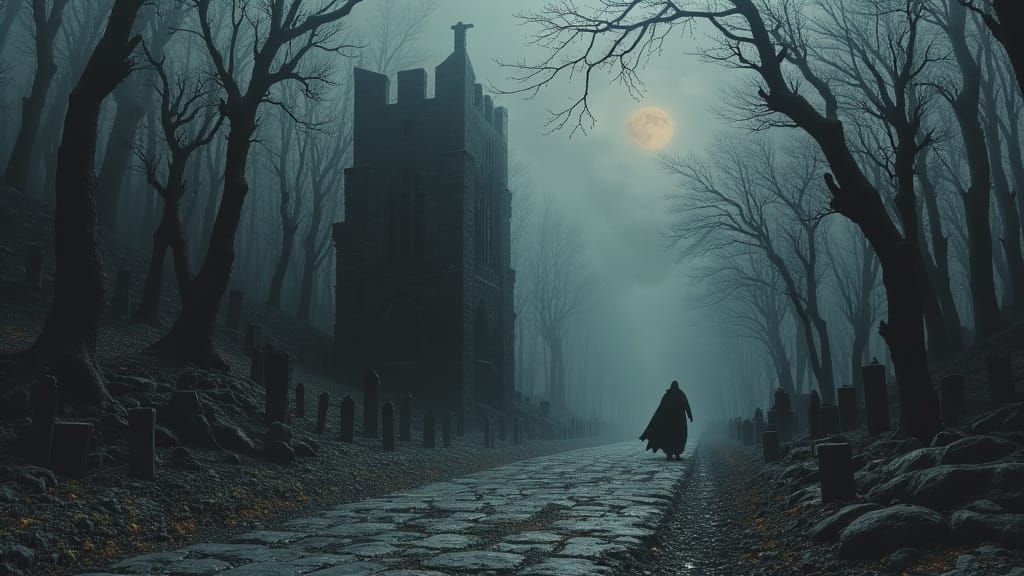 Dark Fantasy Village in Beksiński & Giger Style