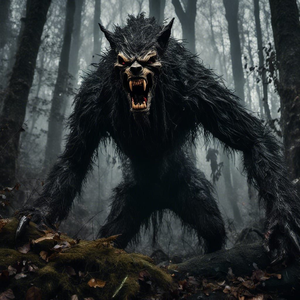 Werewolf in Dark Woods: Fantasy Monster Portrait