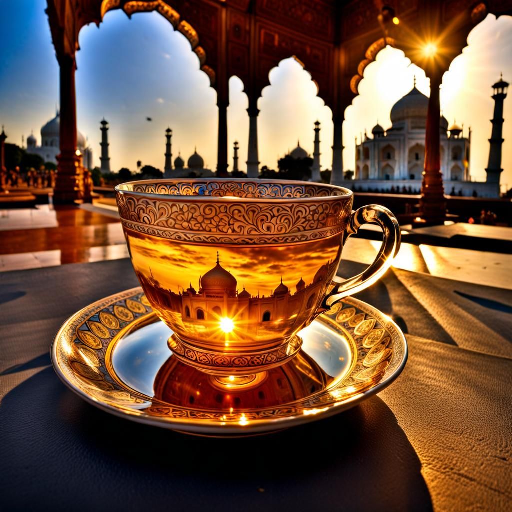 Miniature Taj Mahal Inside a Giant Teacup