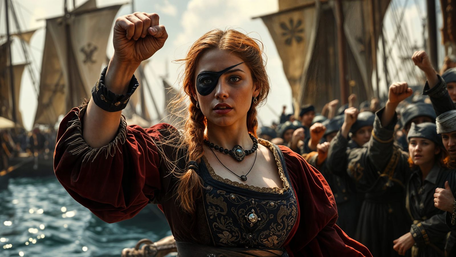 Venetian Princess Inspires Sailors, Oil Painting Style