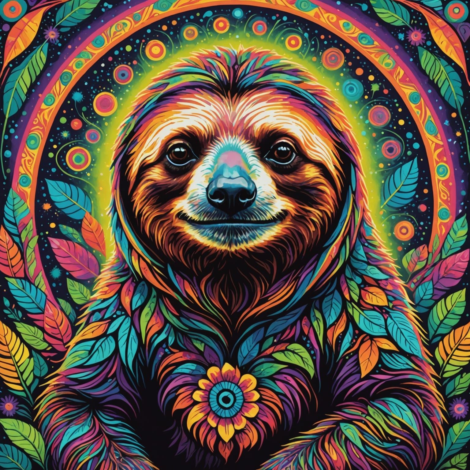 Psychedelic Sloth in Vibrant Colors