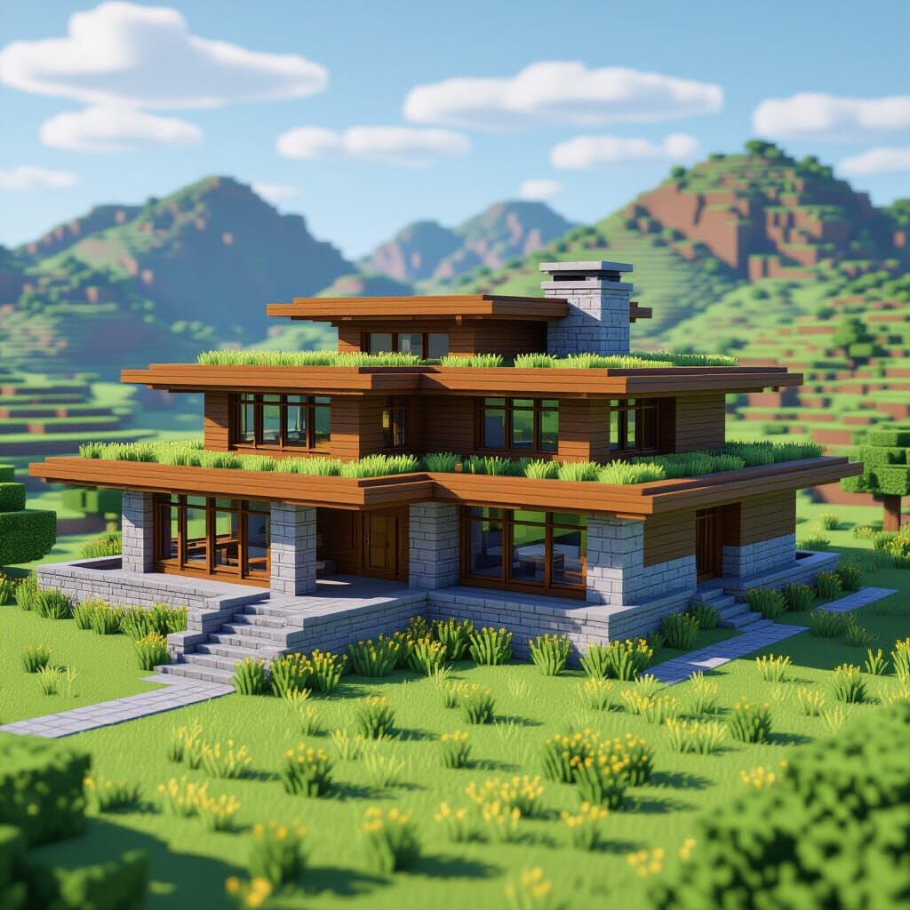 Frank Lloyd Wright Minecraft Prairie House