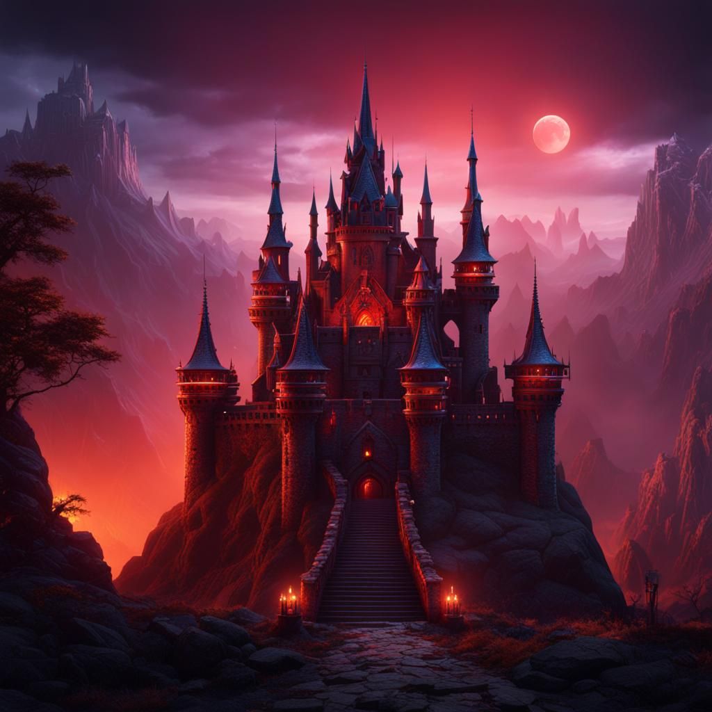 Detailed Demon Castle Matte Painting