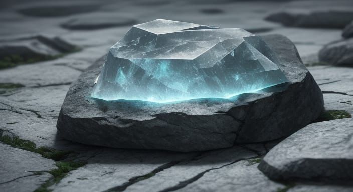 Mysterious Ancient Stone With Ethereal Glow