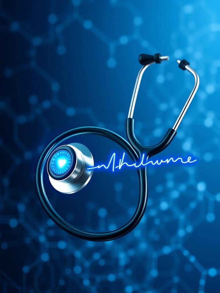 Futuristic Medical Textbook Cover with Digital Stethoscope