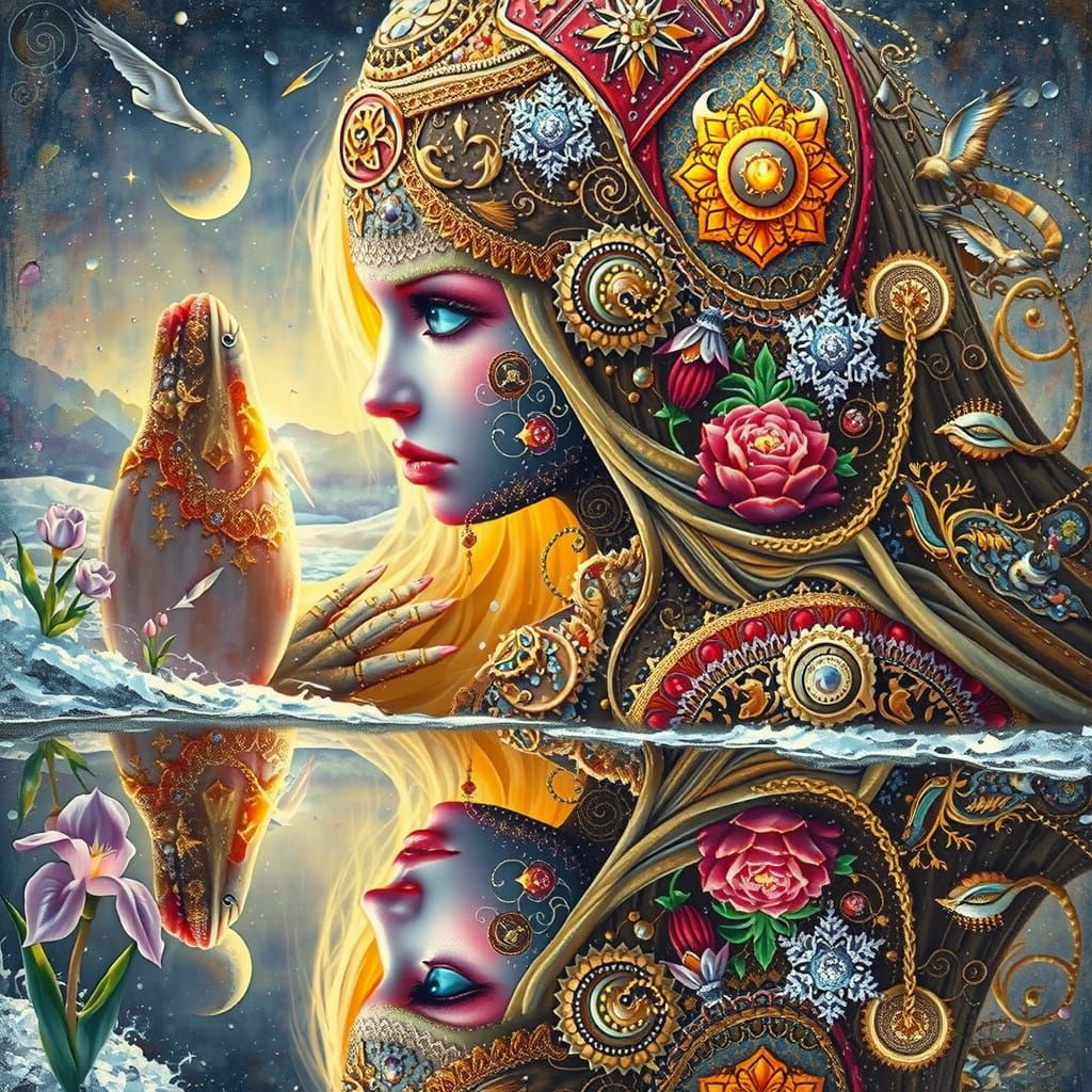 Contemplative Figure in Ethereal Aura