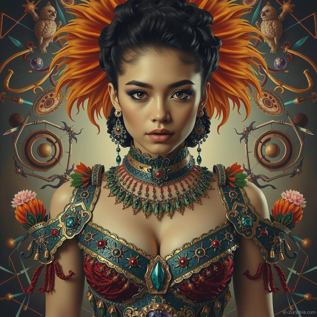 Hyperrealistic Scene with Geometric Elements in Vibrant Colo...