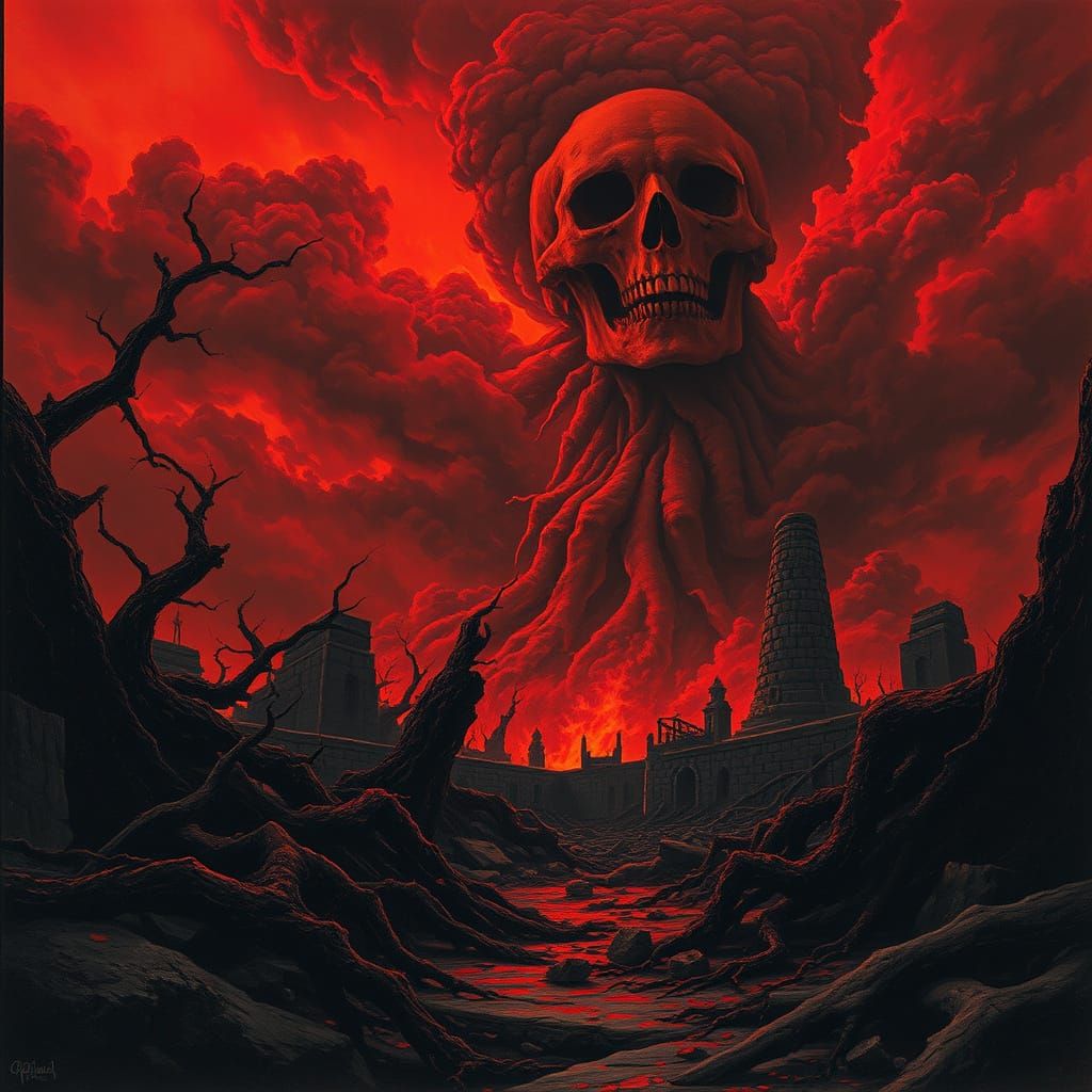 Dark Post-Apocalyptic Nightmare Scene in Gothic Style