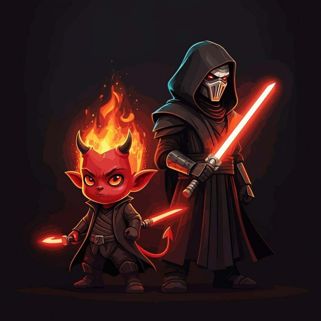 Hot Stuff and Sith Warrior Cartoon