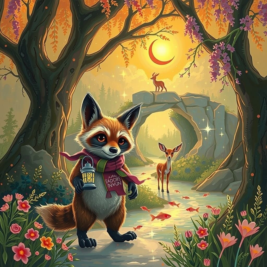 Whimsical Forest Scene in Pastel Hues