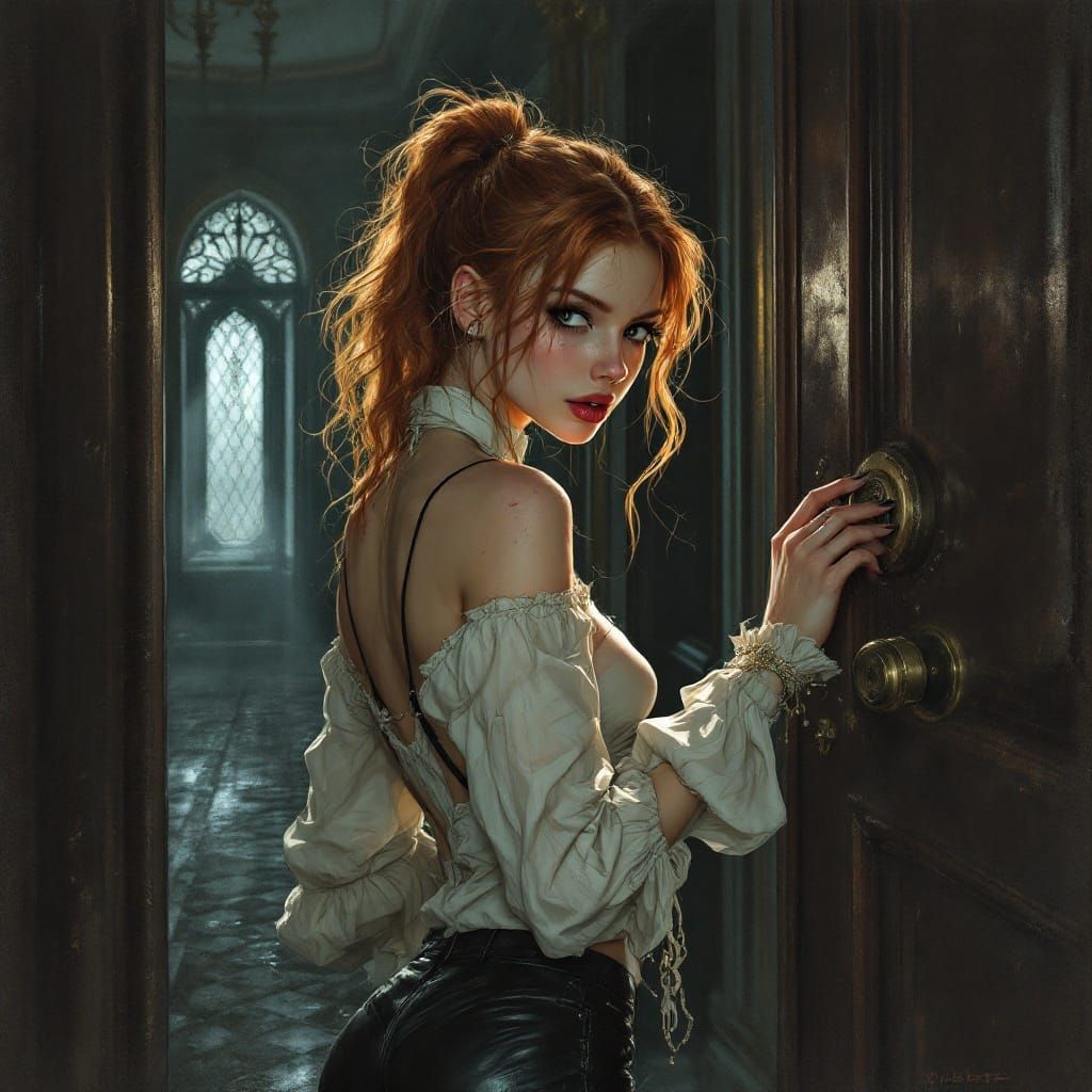 Stealthy Beauty in a Dark Mansion