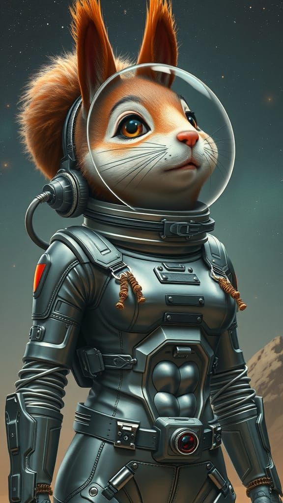 Sleek Sci-Fi Realism of Sandy Cheeks in Metallic Space Suit
