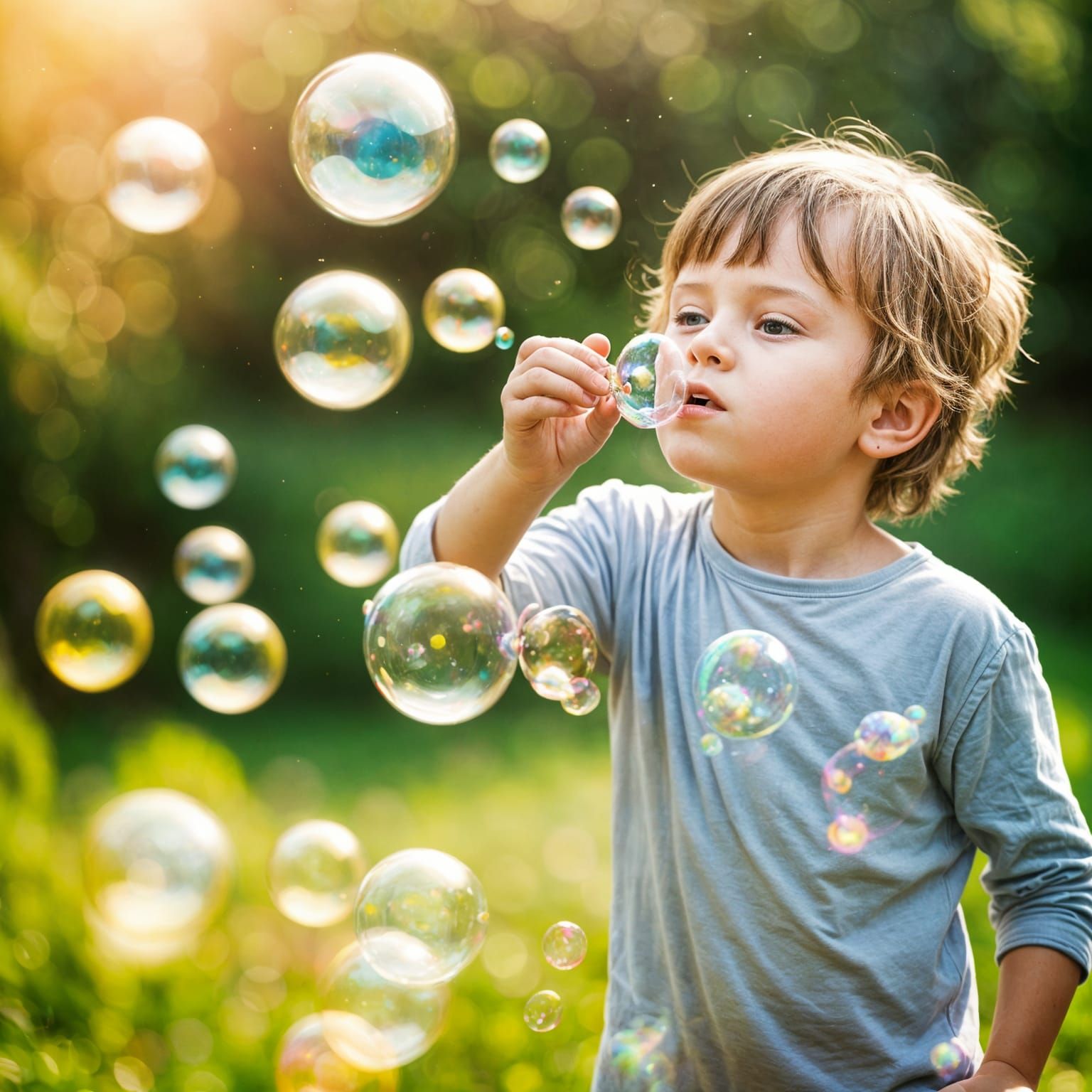Childhood Joy: Bubbles in Natural Light