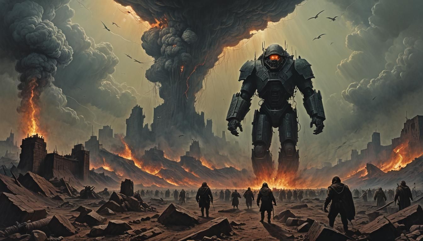 Apocalyptic Sci-Fi Hand of God in Epic Dystopian Style