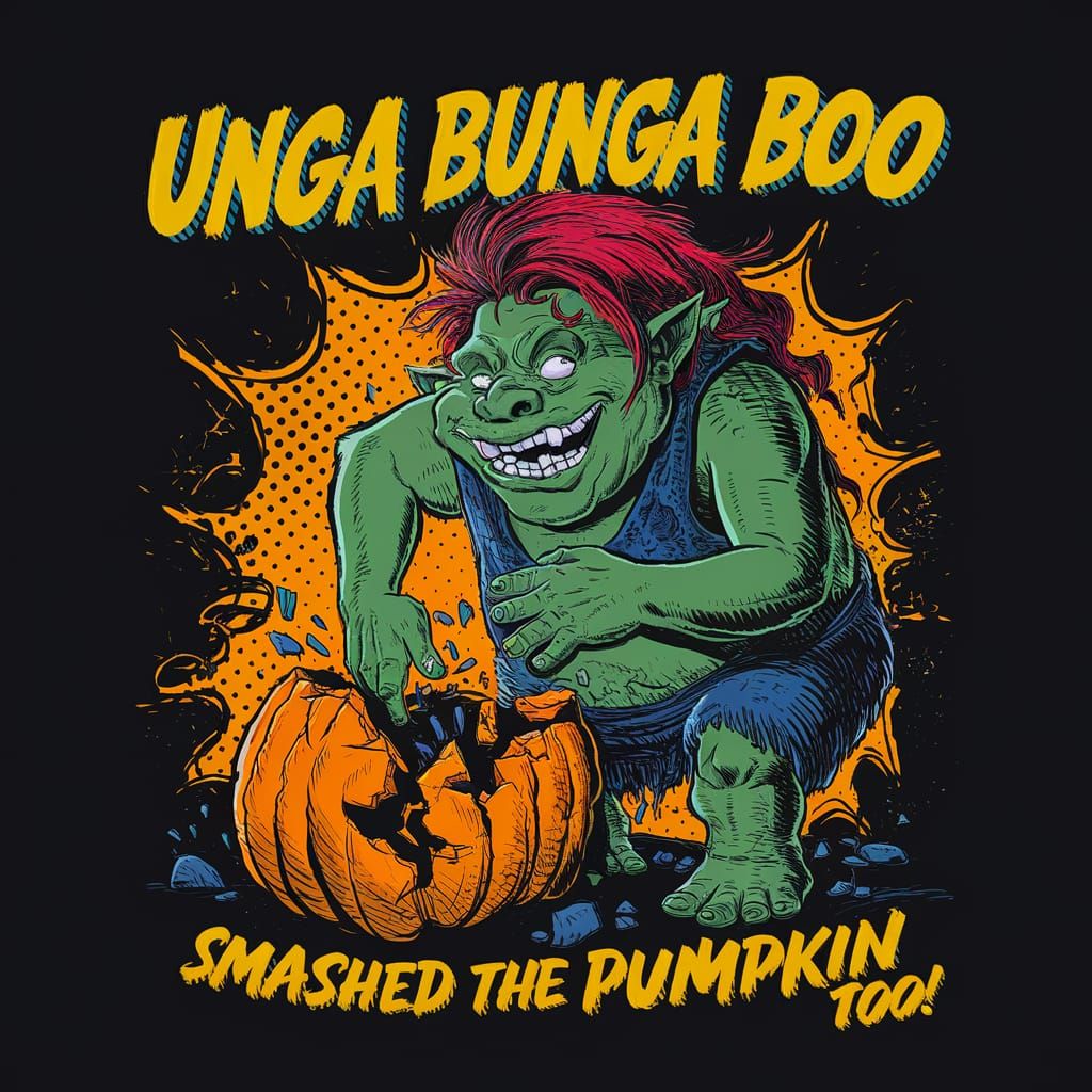 "UNGA BUNGA BOO SMASHED THE PUMPKIN TOO"