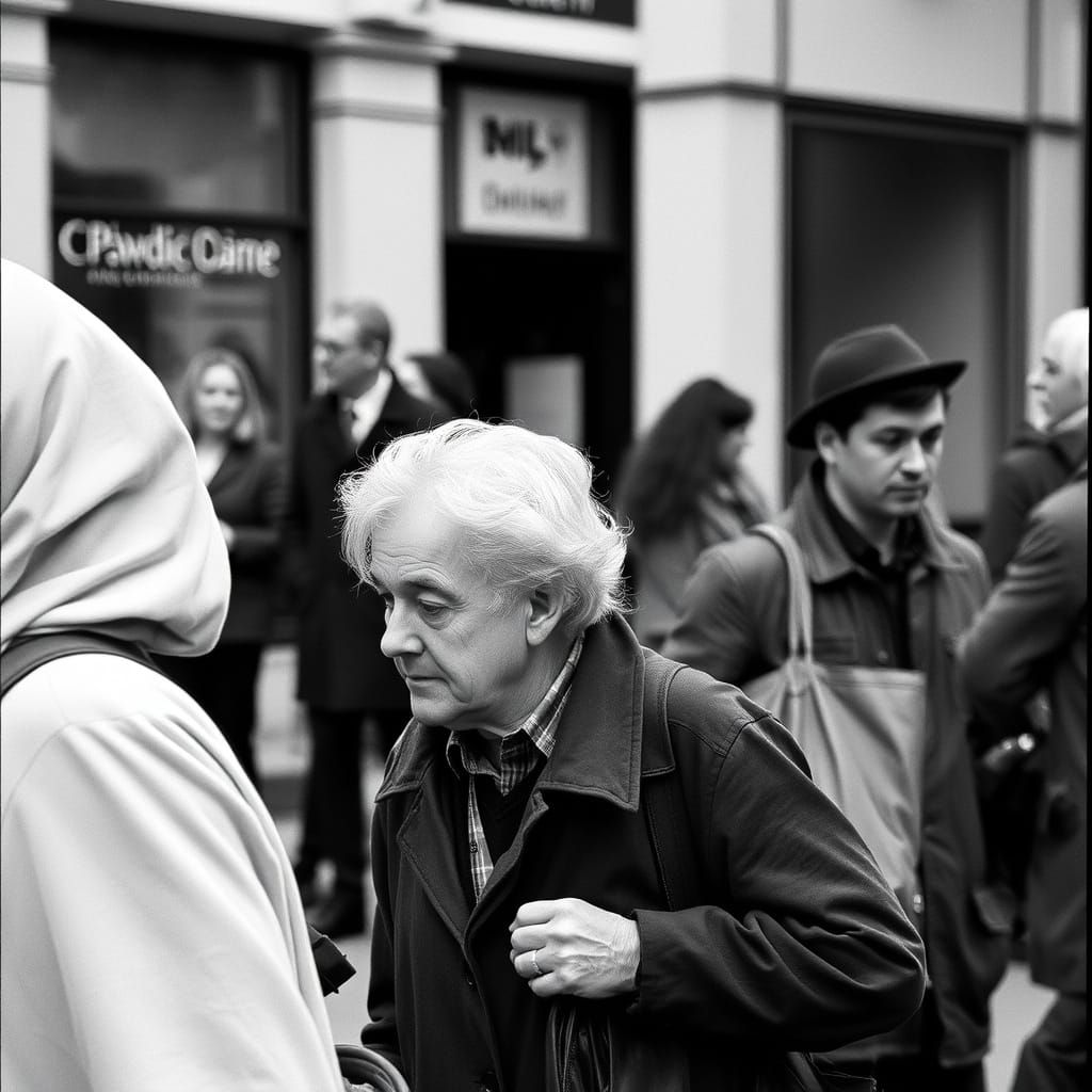 London Street Scene in High Contrast Black and White