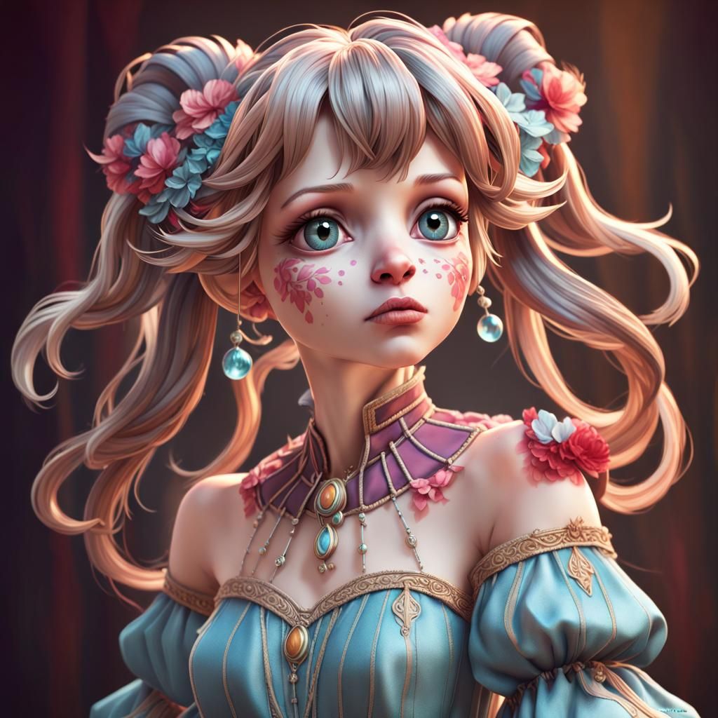 Detailed Ball-Jointed Puppet Portrait in Digital Art Style