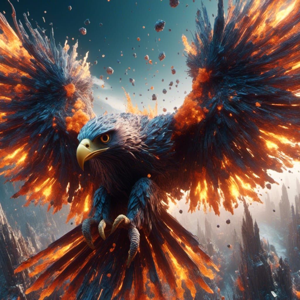 Flying Glass Falcon: Detailed Matte Painting