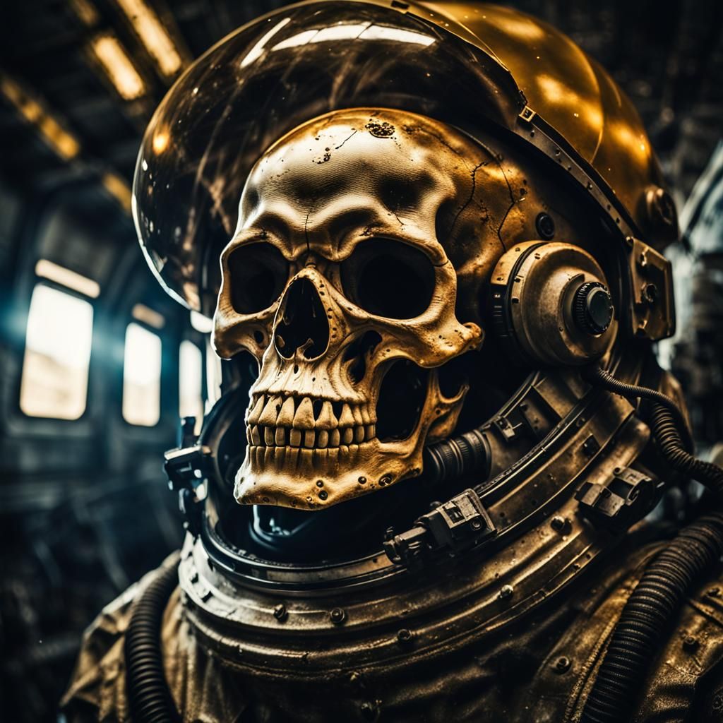 Screaming Skull in Spacesuit: Space Horror Portrait