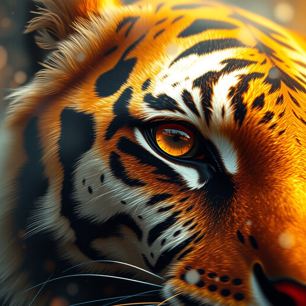 Golden-Brown Tiger Eye in Detailed Matte Painting
