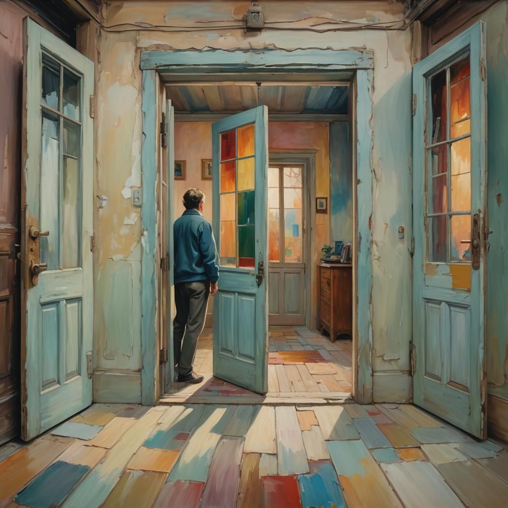 Surrealistic Self-Portrait in Abstract Expressionist Style