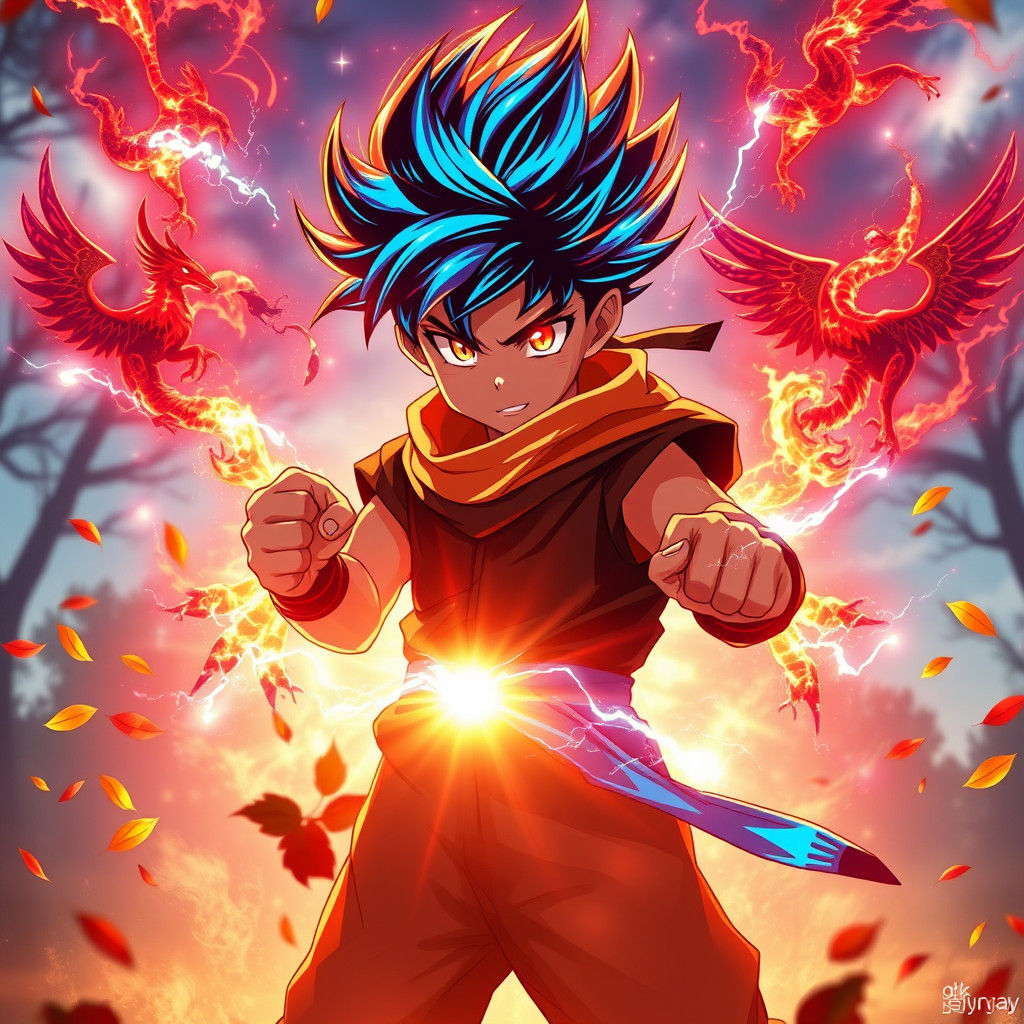 Ninja Warrior with Electric Blue Hair