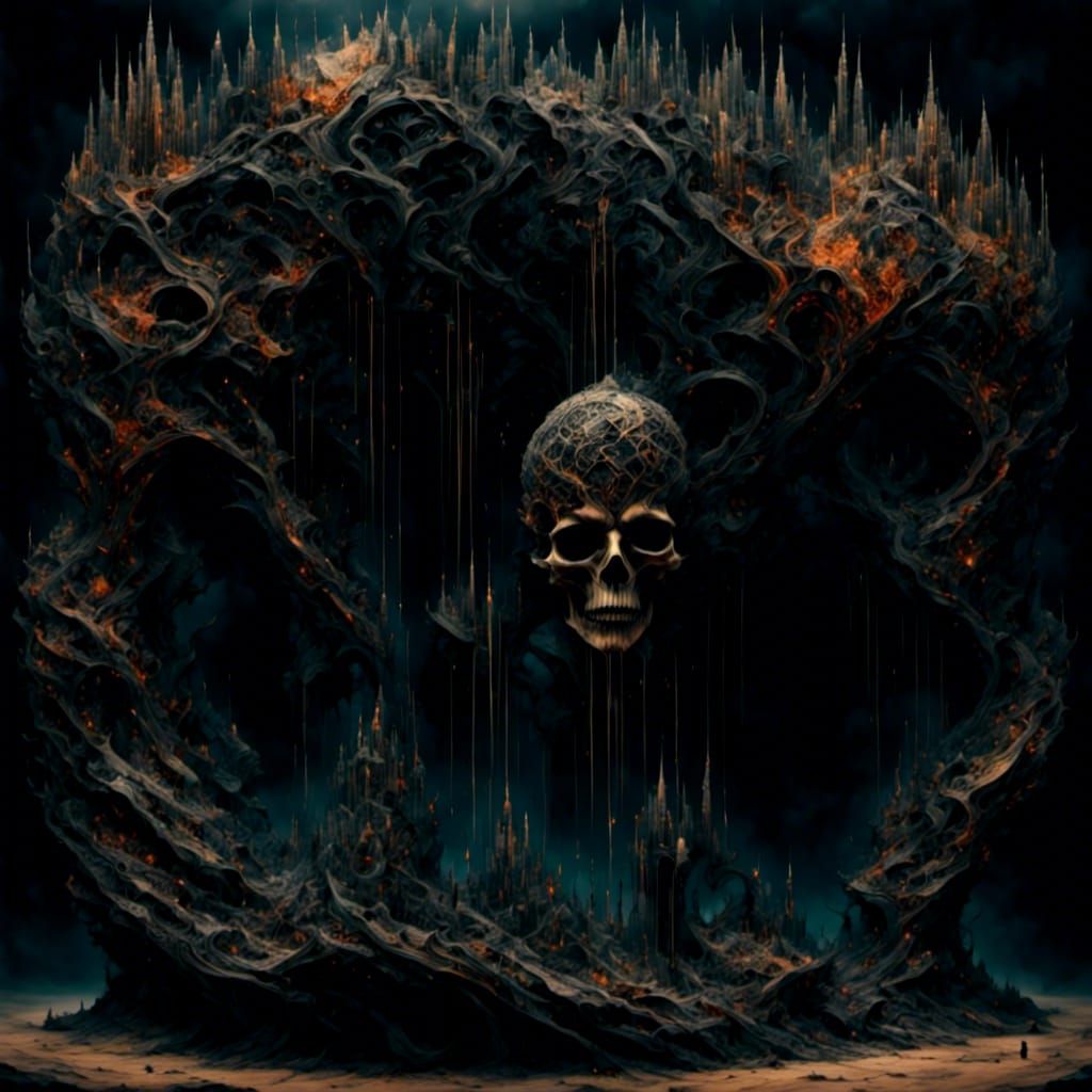 Dark Fantasy Mandelbulb Fractal with Glass Core